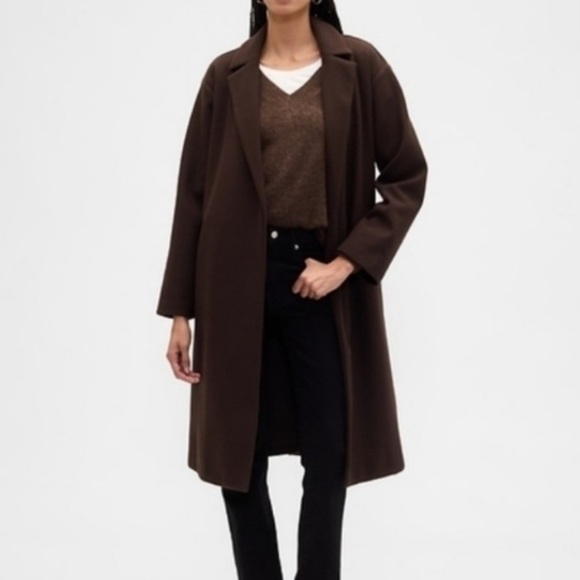 NWT GAP Factory Relaxed Wrap Top Coat Terra Brown - Picture 4 of 5